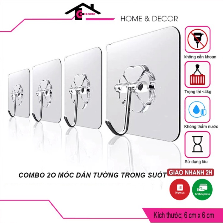 20 móc dán tường trong suốt,decor phòng ngủ siêu xinh.ĐTCA