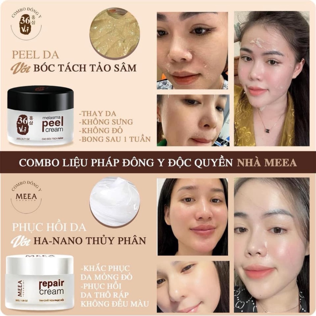 Peel da tảo sâm Meea Organic cao bóc tách nám không đau không sưng mờ nám tàn nhang cấp tốc an toàn