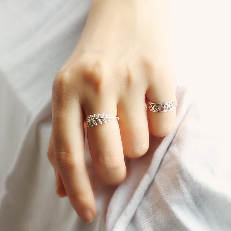Nhẫn Bạc Ta S925 CaoBac Silver Hình Chiếc Lá Phong Cách Hàn Quốc Cho Nữ - Trang Sức Cáo Bạc JEWELLERY