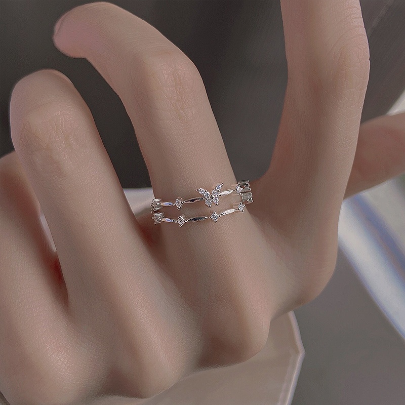 Nhẫn bạc nhẫn nữ bạc s925 khung đôi butterfy có size Cá jewelry NBCS144