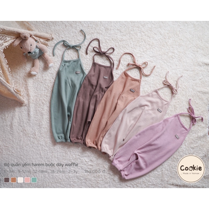 COOKIE - Bộ Quần Yếm Harem Buộc Dây Waffle