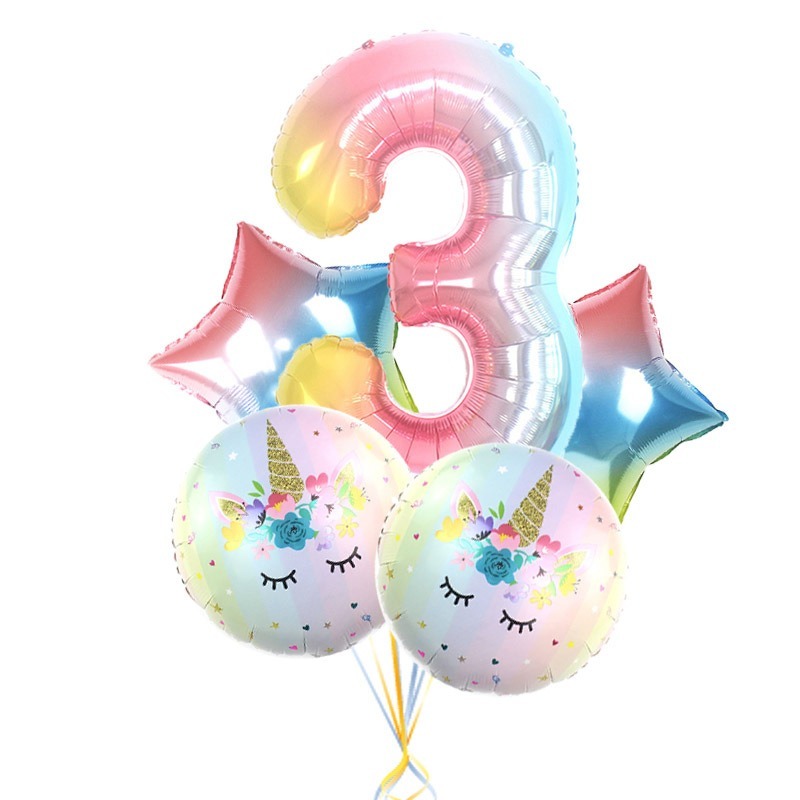 Set 5 bong bóng 18 inch kiểu kỳ lân trang trí tiệc sinh nhật