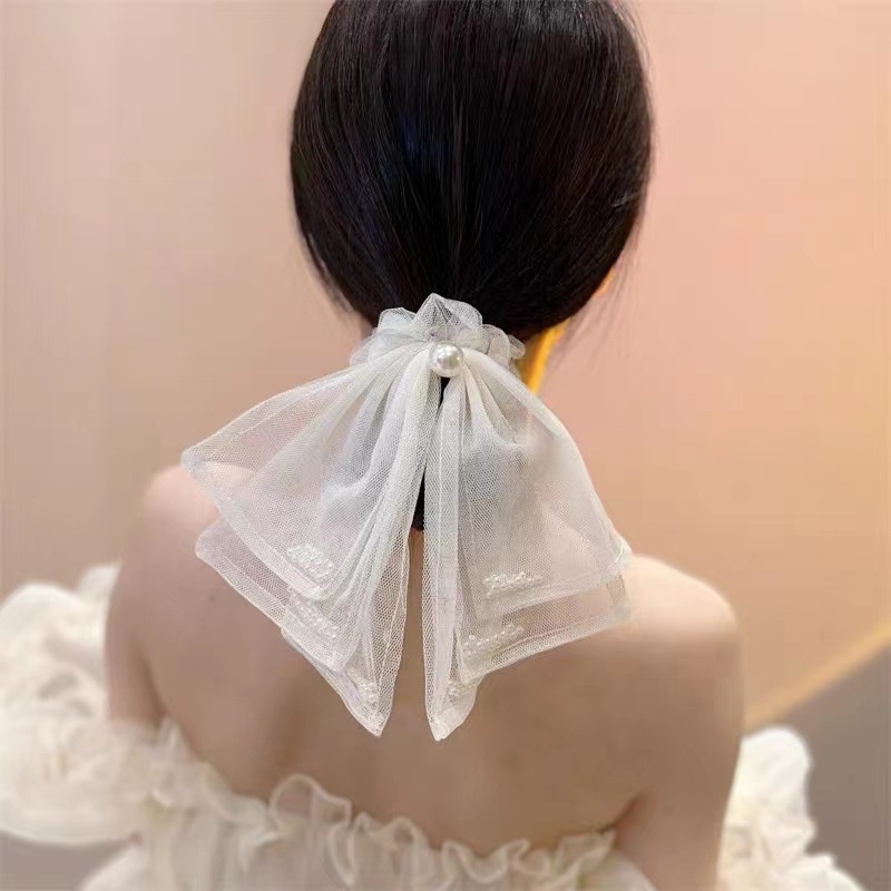 Dây Cột Tóc Đính Ngọc Trai Xinh Xắn Dành Cho Nữ