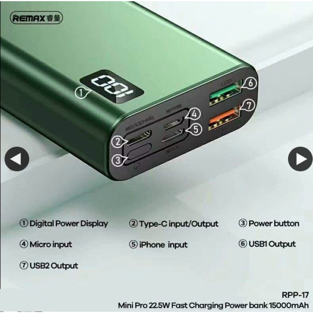 Pin sạc dự phòng Mini Pro 15000mah Remax RPP-17