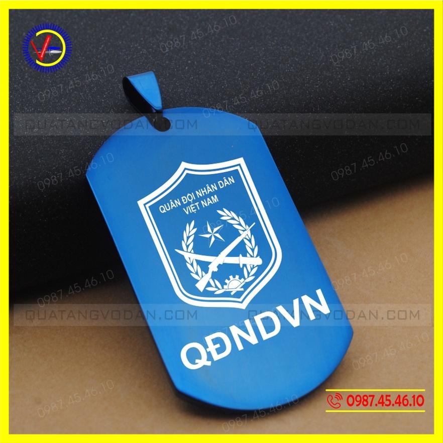 Dây chuyền thẻ bài DOGTAG Inox XANH khắc logo - Vòng cổ dogtag (có dây)| QUÀ TẶNG VỎ ĐẠN