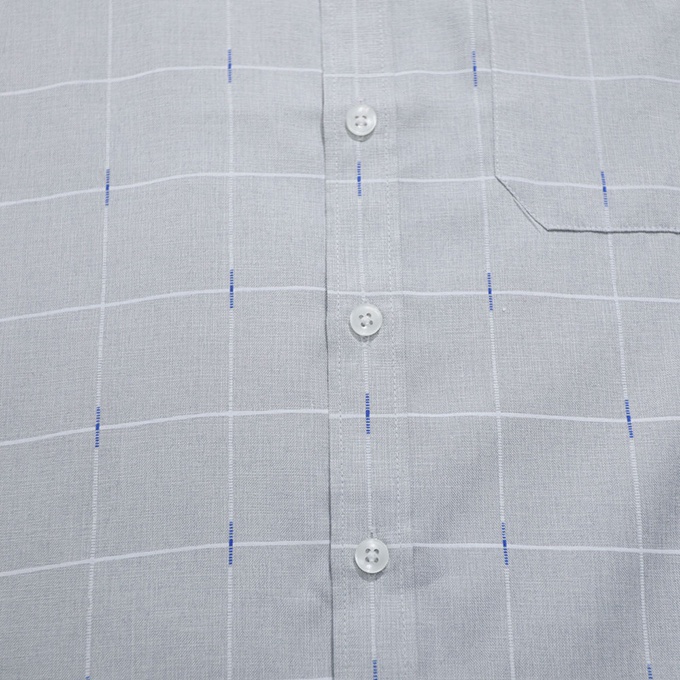 Áo Sơ Mi Nam Công Sở Trung Niên Thương Hiệu Anton Màu Ghi Xám Vải Cotton Họa Tiết Kẻ Sọc Trắng In Chìm – GD551