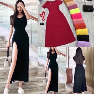 Đầm thun maxi dáng xoè tay ngắn