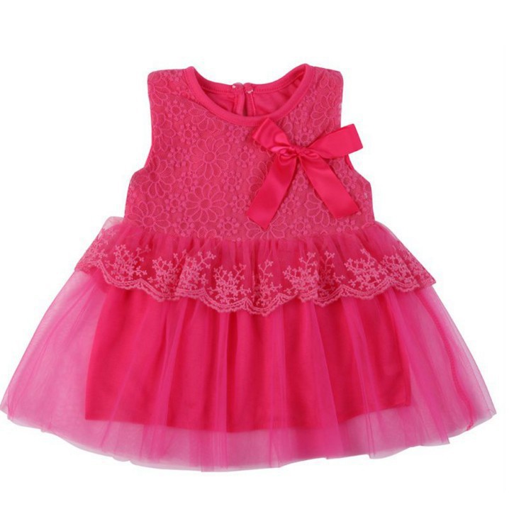 Đầm công chúa đính nơ không tay cho bé gái