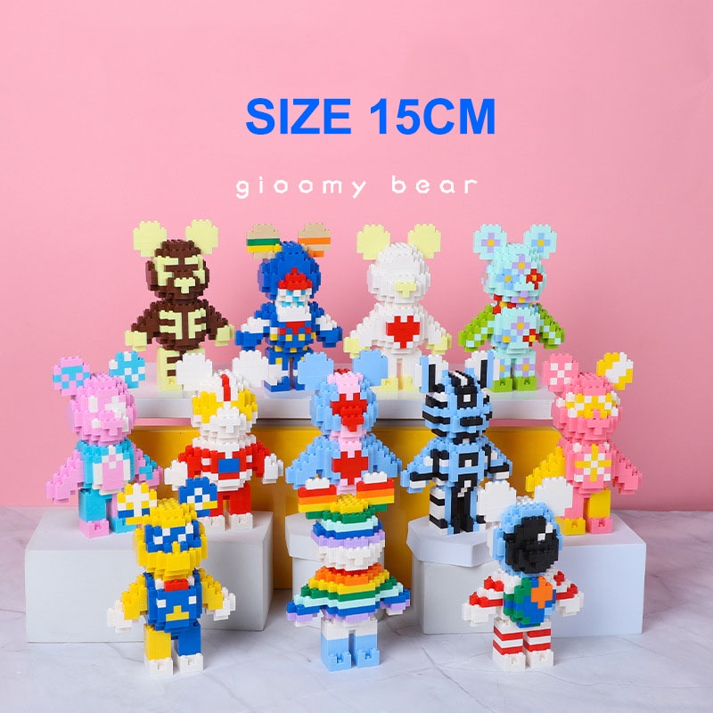 ĐỒ CHƠI LẮP RAP Gấu Bearbrick 15cm nano 3d nanoblock xếp hình cỡ mini