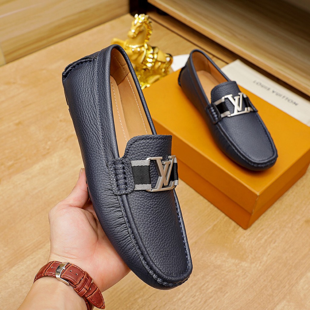 Giày lười da thật nam Louis Vuitton LV thiết kế cổ điển, lịch lãm