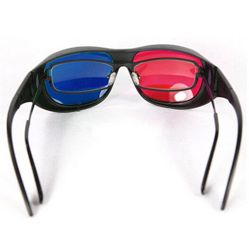 Mắt Kính 3D Gọng Đen Đỏ Xanh Dương Dùng Xem Phim DVD