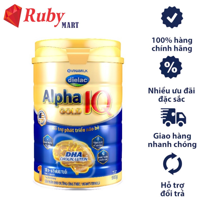 SỮA BỘT VINAMILK DIELAC ALPHA GOLD IQ  900G HỖ TRỢ PHÁT TRIỂN NÃO BỘ TĂNG SỨC ĐỀ KHÁNG &amp; SỨC KHỎE HỆ TIÊU HÓA