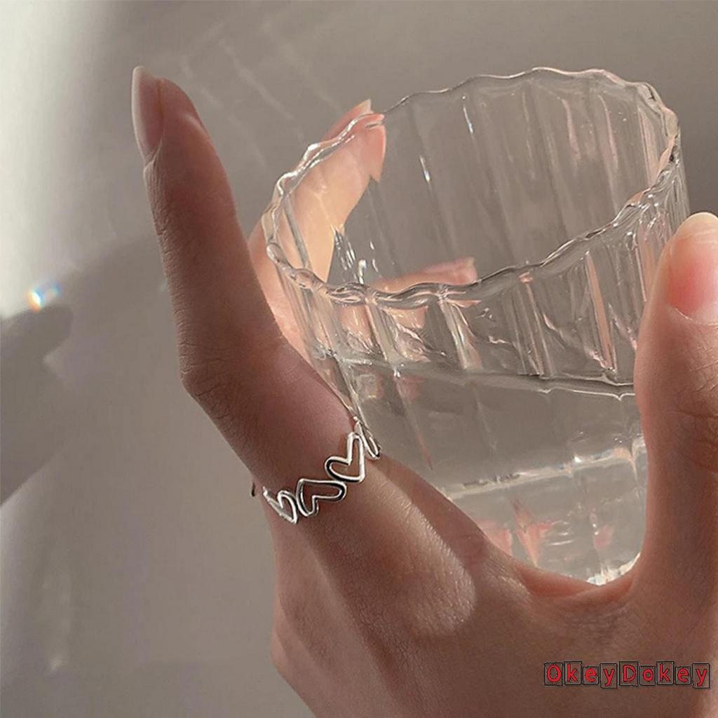 Nhẫn hở hình trái tim có thể điều chỉnh kích thước cho nữ