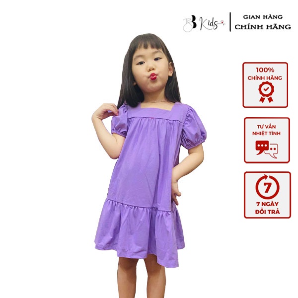 Váy Tay Bồng BB KIDS Chất Cotton Cho Bé Màu Tím Mộng Mơ