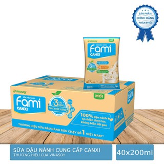 Thùng 40 Bịch Sữa Đậu Nành Fami Canxi - Vinasoy 200ml