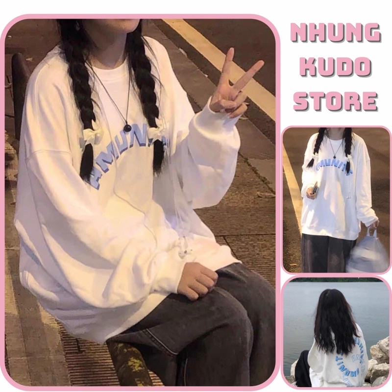 Áo form rộng Amuntis tay bồng phong cách ullzang Hàn Quốc dành cho nữ Nhungkudostore