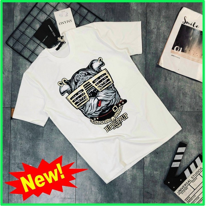 Áo Thun Nam Ngắn Tay In Hình Chó Đeo Kính Phong Cách Cổ Tròn Áo Phông Nam Chất Vải Cotton AC40 | BigBuy360 - bigbuy360.vn