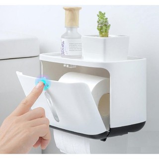 [HÀNG MỚI] Hộp Đựng Giấy Vệ Sinh Vuông Có Khay Để Điện Thoại Ecoco