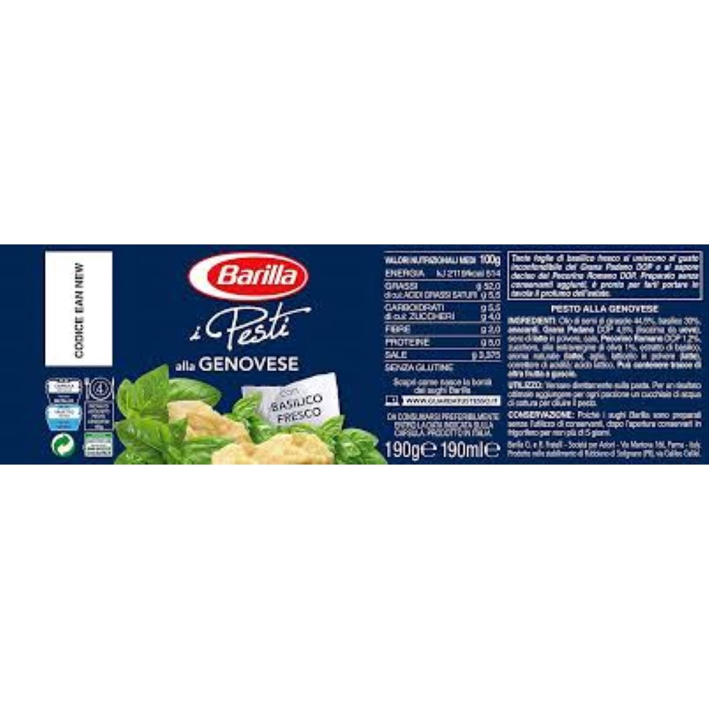 SỐT PESTO PHOMAI GENOVESE CON BASILICO ITALIANO BARILLA 190ML