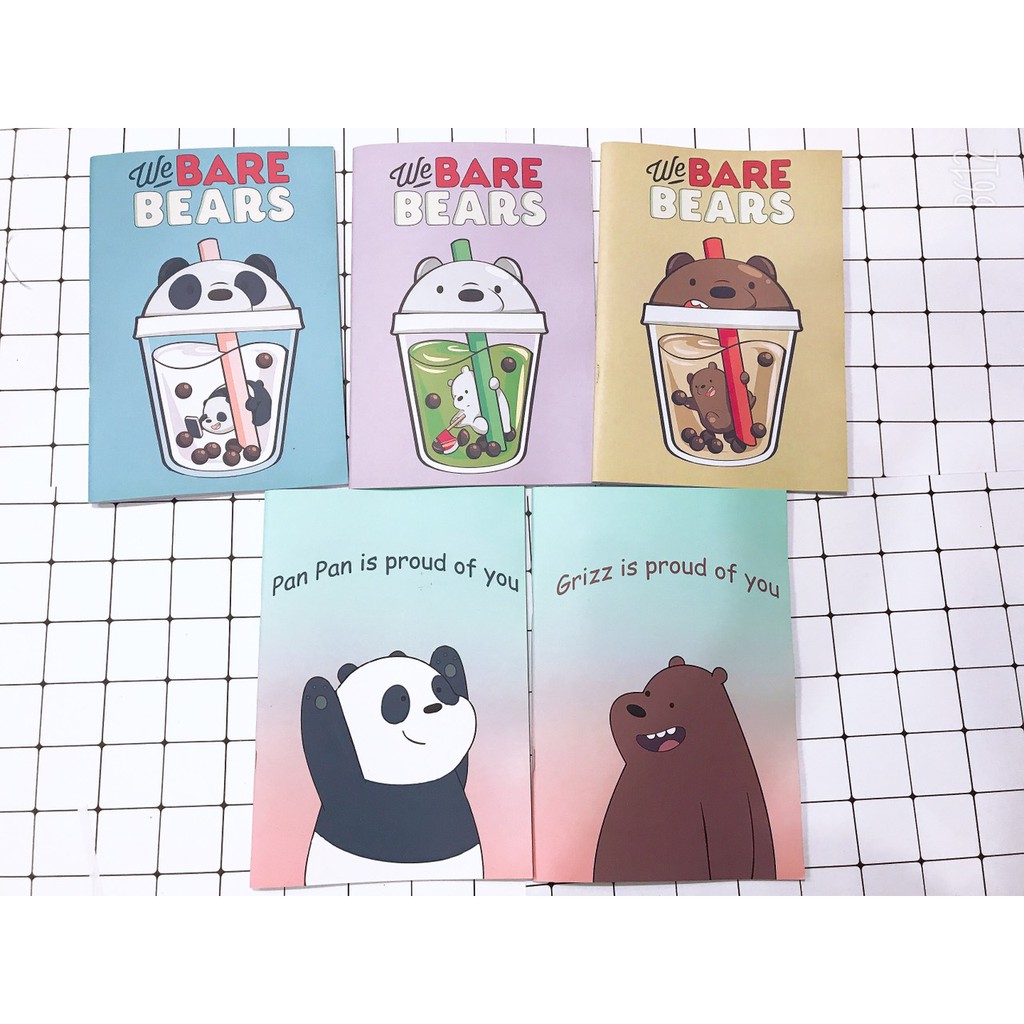 Vở ba anh em gấu S7VI20 tập bare bear vở hoạt hình sổ hoạt hình 25x17cm 80 trang giấy đẹp