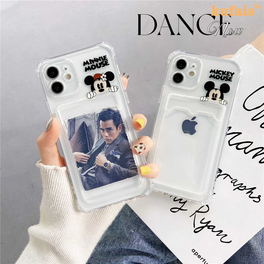 Ốp điện thoại trong suốt hình Mickey/ Minnie đáng yêu cho iPhone 12 Pro MAX 7 8 Plus X XR XS 11 Pro Max SE 2020