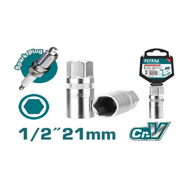 21mm Đầu tuýp lục giác mở bugi xe máy 1/2" Total THSPS12216