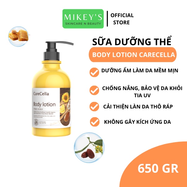 Sữa dưỡng thể CHỐNG NẮNG Carecella Mikeybeauty92 TRẮNG DA chính hãng Hàn Quốc (650 ml)