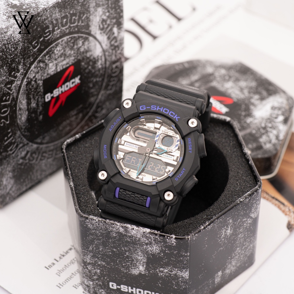 Đồng Hồ Quartz Nam Casio G-Shock WATCHSTORE GA-900AS-1ADR Thiết Kế Mặt Kính Khoáng Tròn 49.5mm, Vỏ Và Dây Nhựa Bền Bỉ