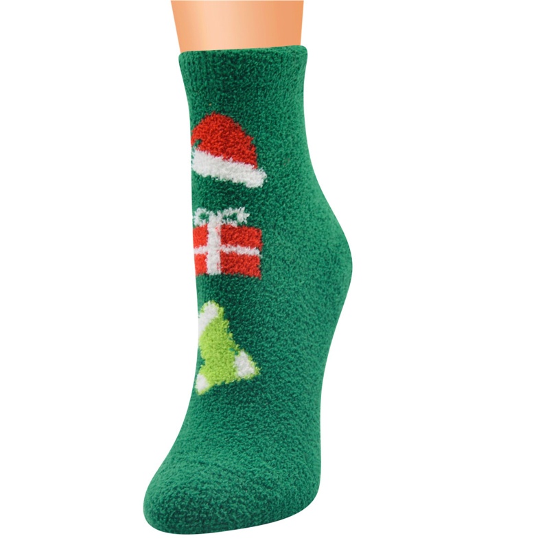 Set 10 Đôi Tất Giáng Sinh Ấm Áp In Họa Tiết Hoạt Hình Vui Nhộn Cho Nữ