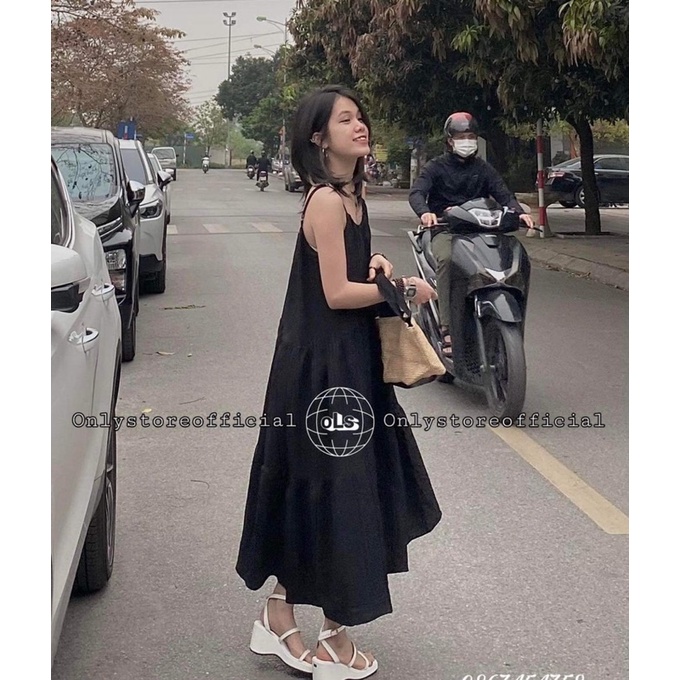 Váy maxi hai dây đen TC12