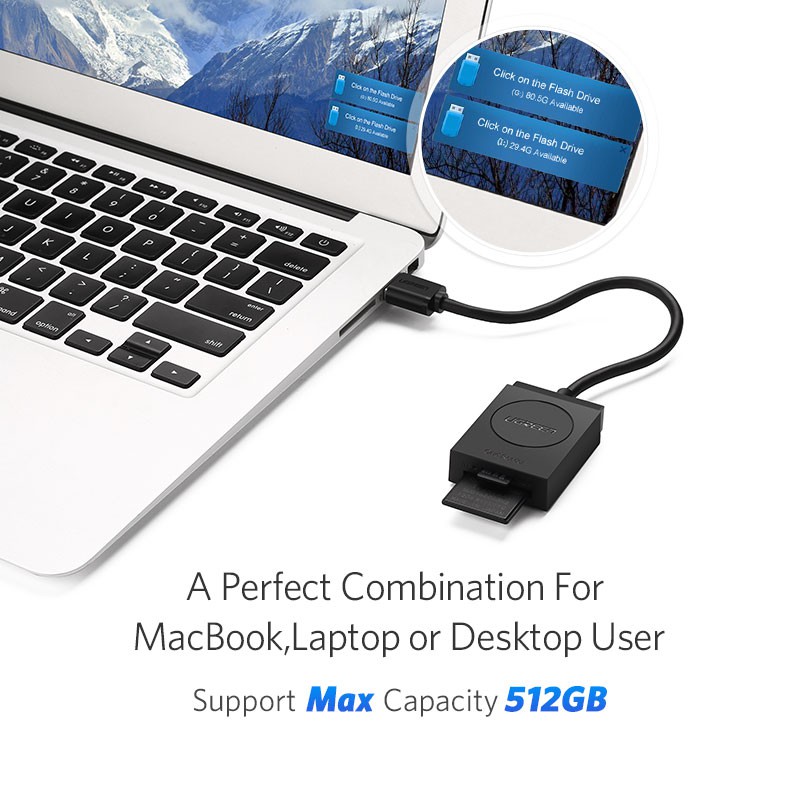 UGREEN Đầu đọc thẻ nhớ USB 3.0 OTG 2 hỗ trợ thẻ nhớ SD