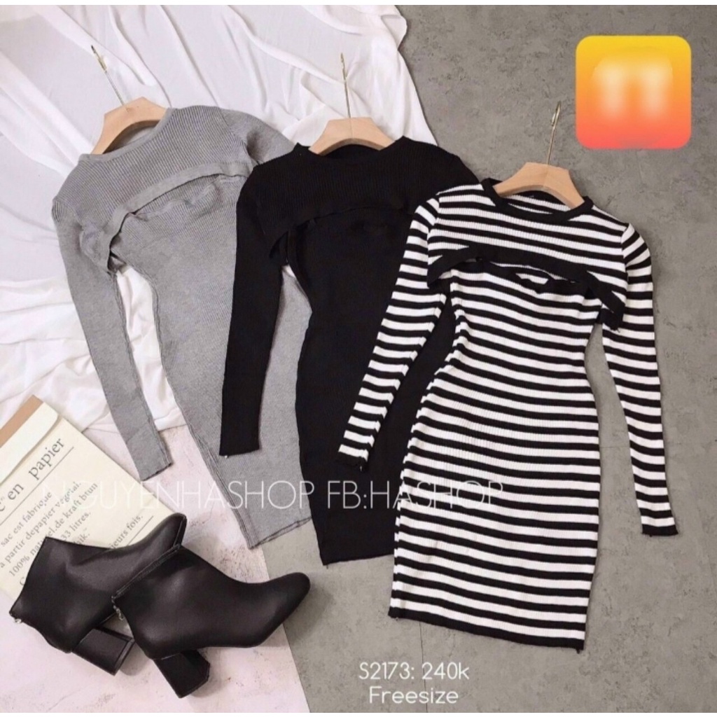 Sét đầm 2 dây ôm body + áo khoác chất thun Gân dày dặn co giãn 4 chiều Siu Hót