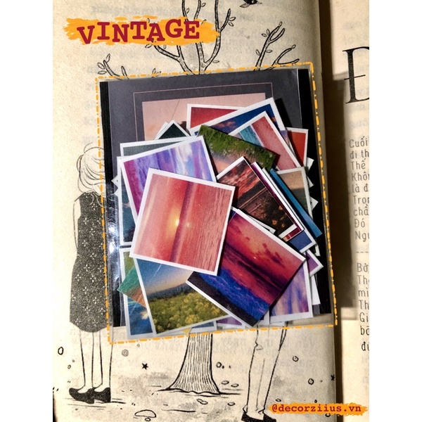 Sticker Vintage 45 Hình Dán Phong Cảnh Vintage Trang trí Bullet Journal,Planner,Điện Thoại