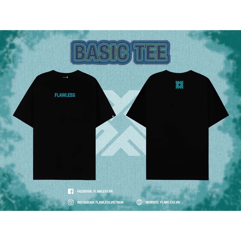 Áo thun nam nữ FLAWLESS - Basic tee - Black - Màu đen Họa tiết thêu