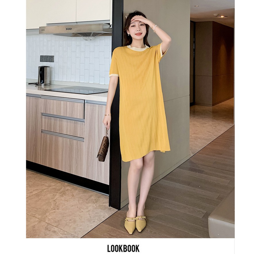 Geming, Pregnant Women, Dress 2021 Long Foreign Wear Large Size Thin Section Hind Meat Temperament Knit Skirt South Kore