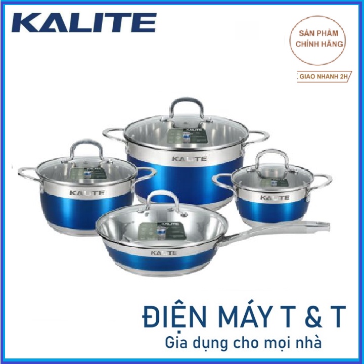 Bộ nồi inox chảo chống dính 4 món Kalite KL-336 siêu bền, hàng chính hãng, hợp kim kim loại tăng khả năng tỏa nhiệt