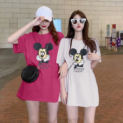 Áo Thun Nữ Tay Ngắn In Hình Chuột Mickey Xinh Xắn Theo Phong Cách Hàn Quốc
