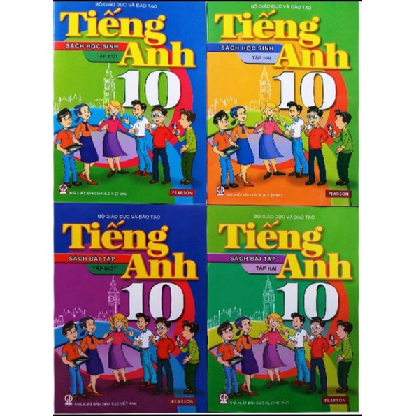 tiếng Anh lớp 10 (Bộ 4 quyển)  + 4 cái bao kiếng