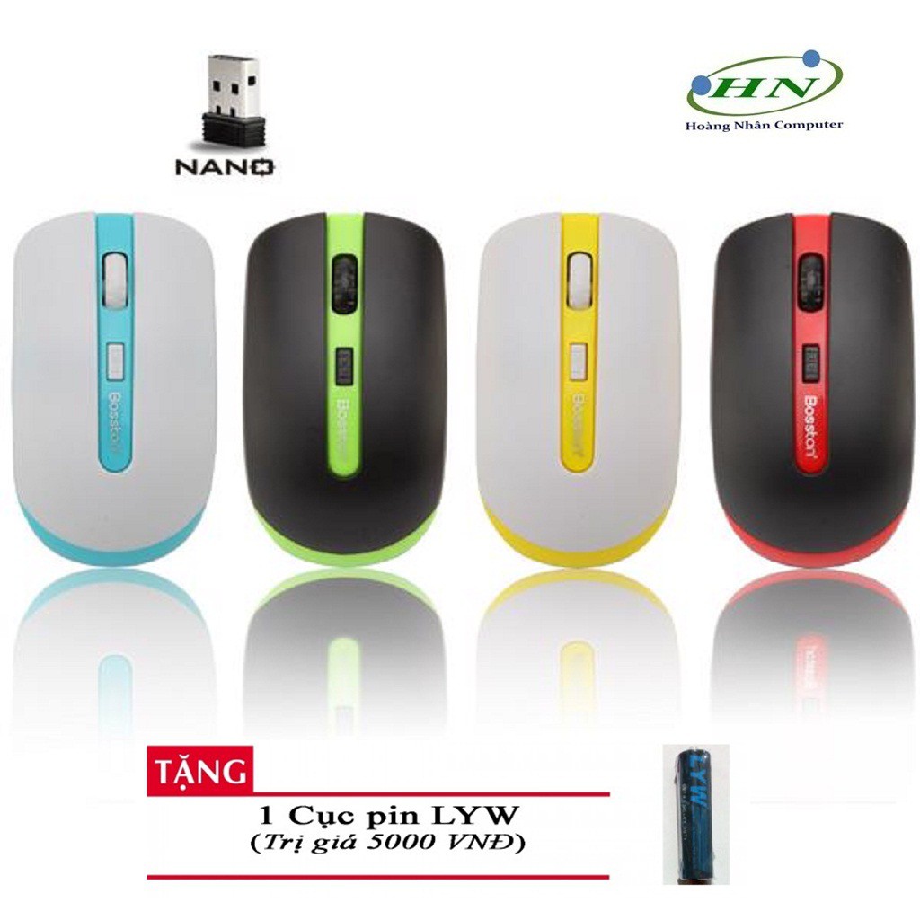 Chuột không dây wireless Bosston Q7 (màu ngẫu nhiên) + Tặng 01 pin AA