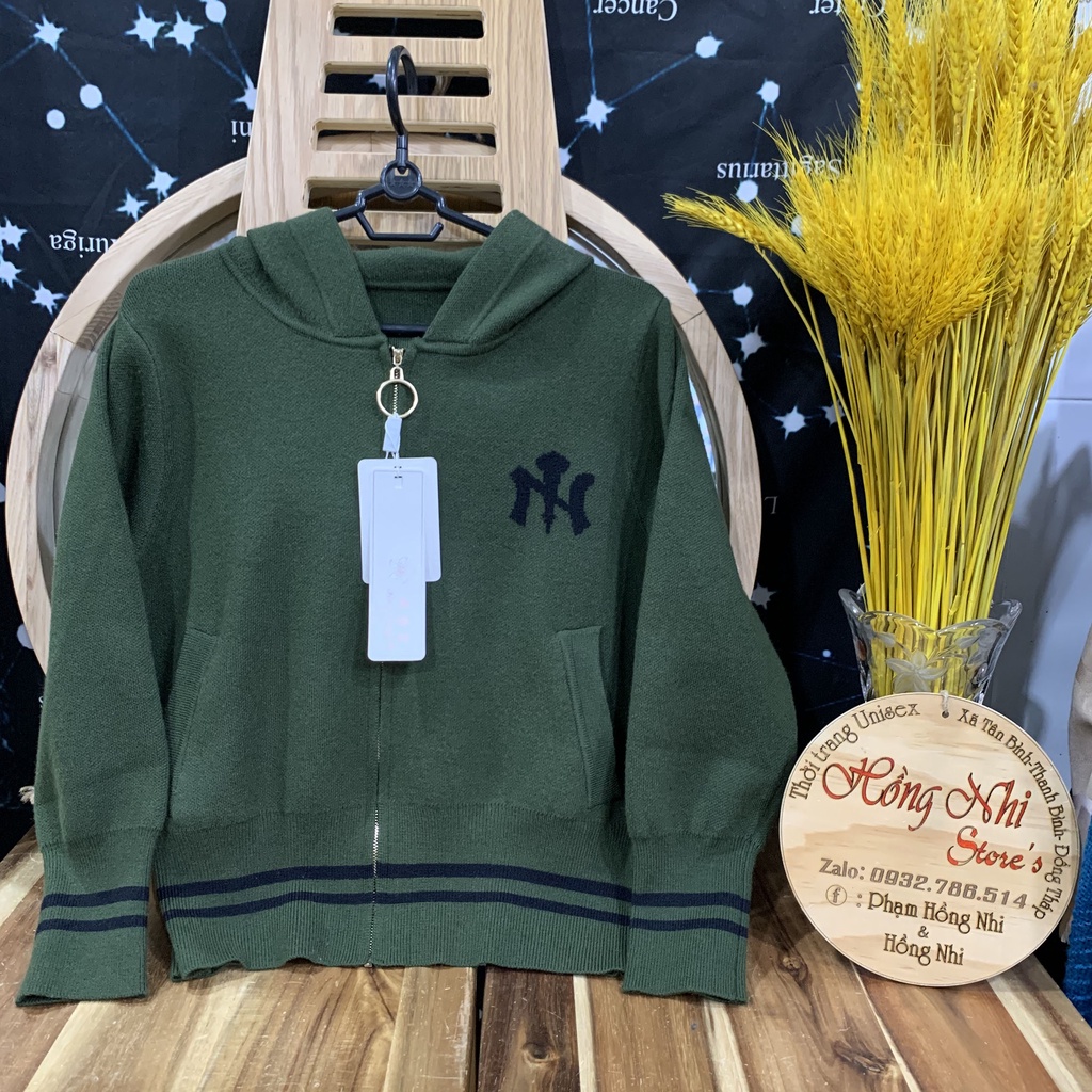 Áo Khoác Len Dây Kéo Có Nón Dáng Rộng Cao Cấp Ulzzang