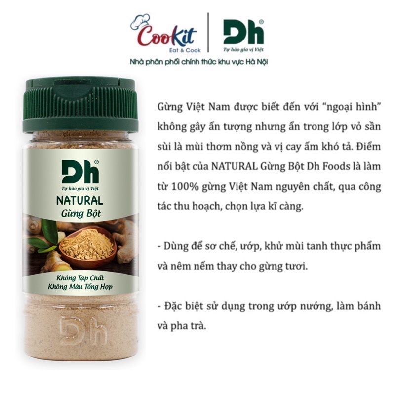 Bột gừng Natural Dh Foods gừng bột gia vị ướp, pha chế, làm bánh pha trà hũ 30Gr