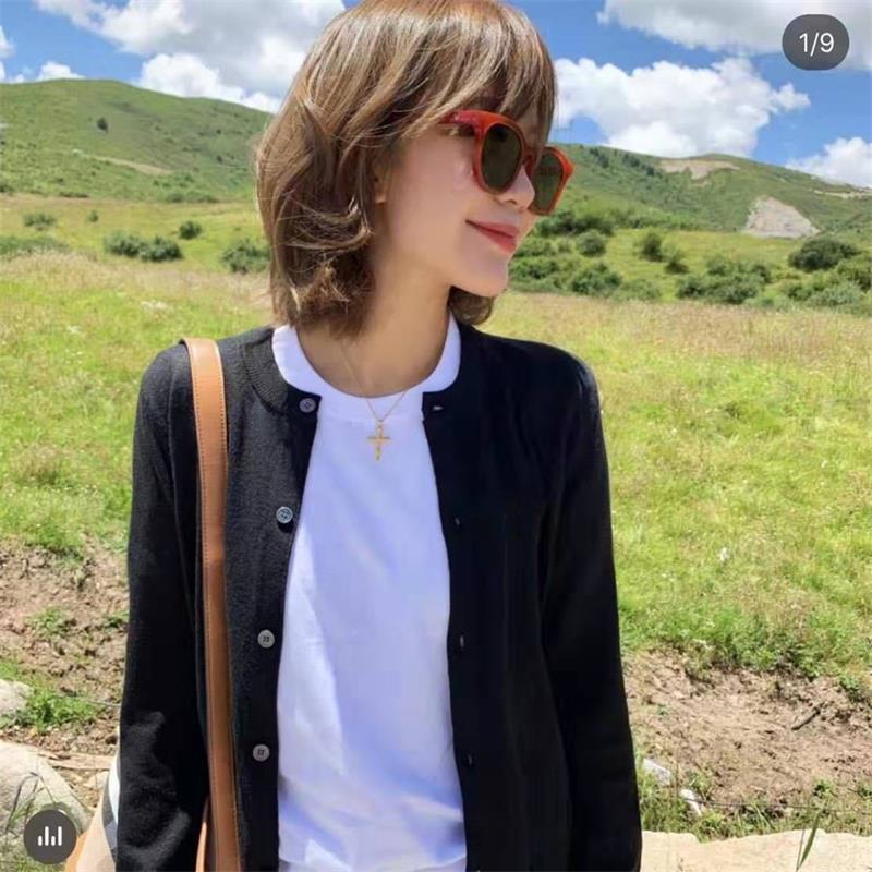 Áo khoác cardigan dệt kim tay dài dáng rộng phong cách Hàn Quốc mới cho nữ