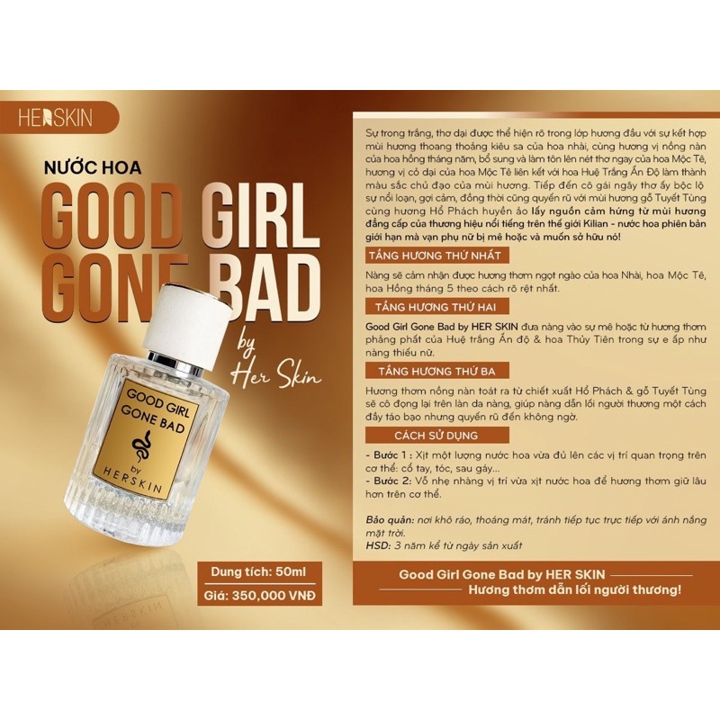 Nước Hoa Hương hoa dịu ngọt lưu hương lâu GoodGirl Herskin