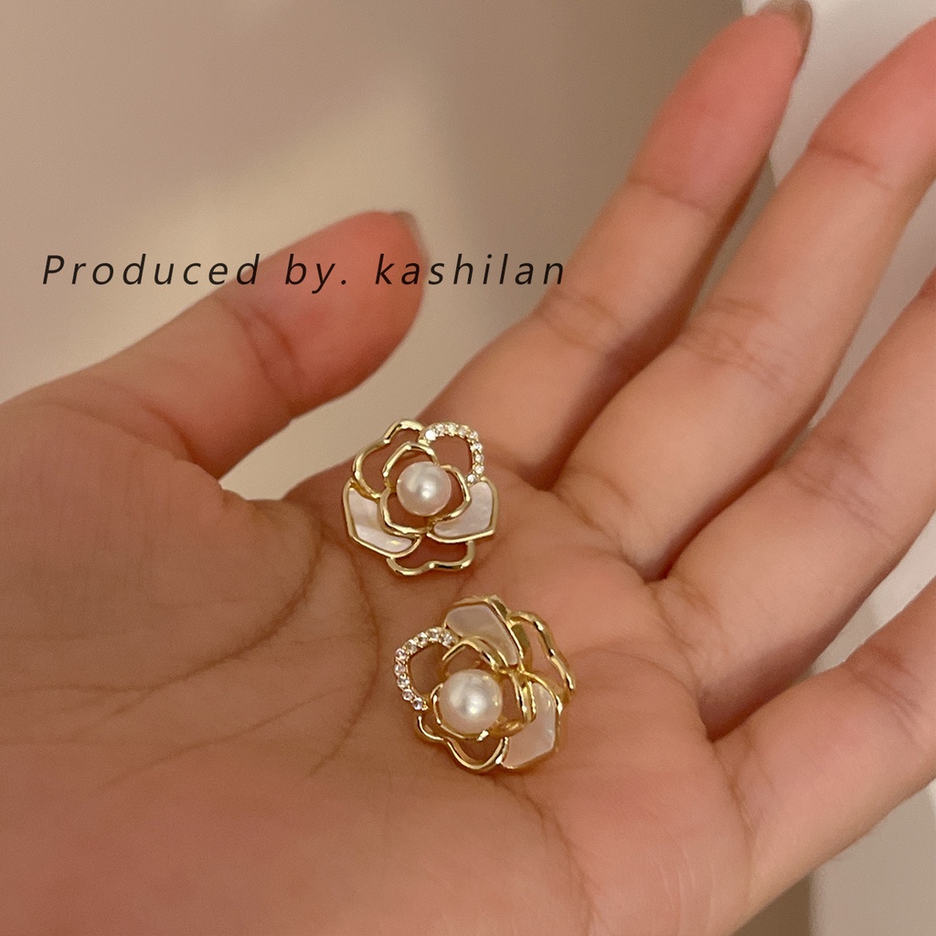 Khuyên Tai Hình Vỏ Sò Đính Đá Zircon Kiểu Pháp Thời Trang Cao Cấp Cho Nữ