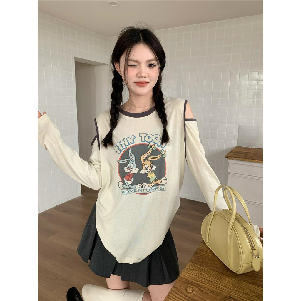 Áo Thun Tay Dài Chống Nắng Khoét Vai In Họa Tiết Hoạt Hình 63439