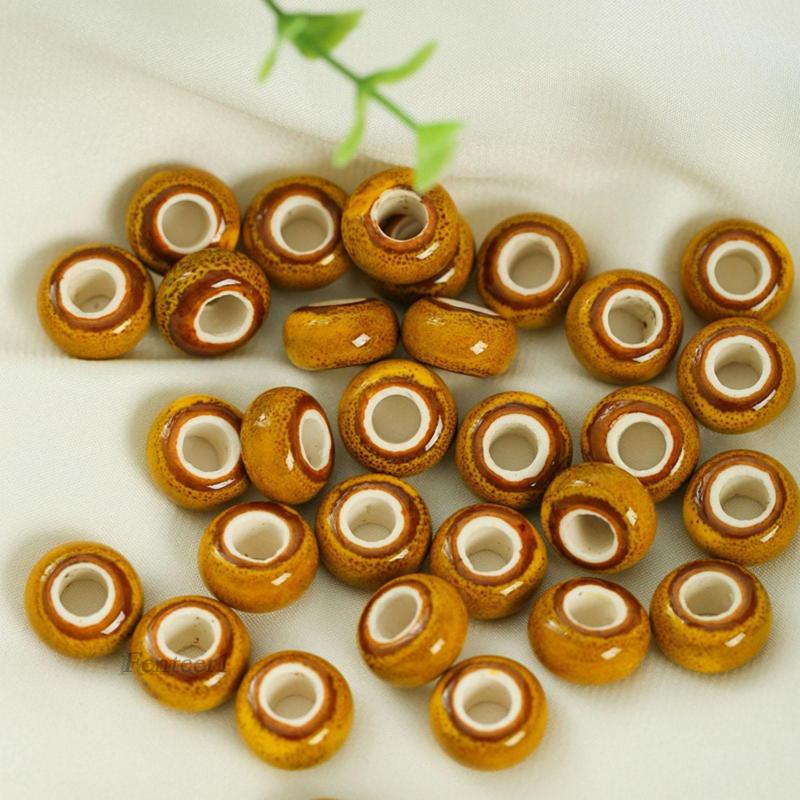 1 [Fenteer1] Set 50 Hạt Gốm Nhiều Màu Sắc Lỗ Lớn Làm Trang Sức Nhẫn Thủ Công