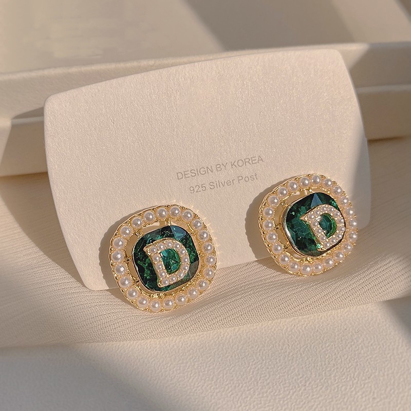 Bông Tai Mạ Bạc 925 Hình Chữ D Đính Ngọc Trai Sang Trọng Cao Cấp 2022