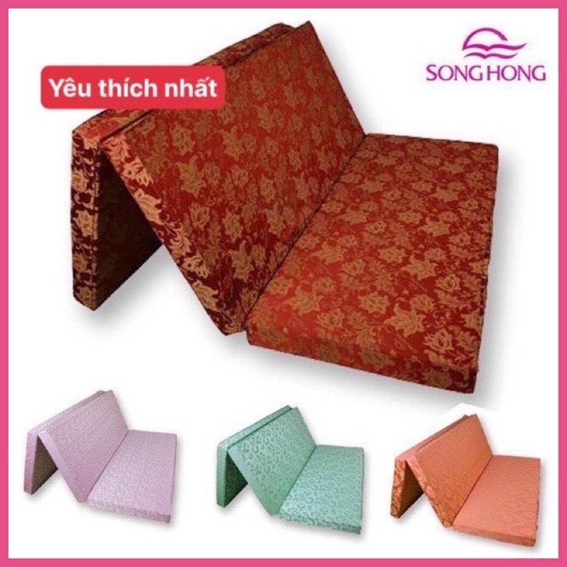 Đệm sông Hồng Tinh khiết gấp 3 mảnh vải gấm _180cmx200cmx9cm _chính hãng 100%_freeship hn