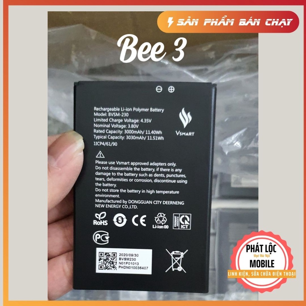 Pin Vsmart Bee 3 chính hãng Vsmart sản xuất, dung lượng 3000mAh, Mã pin BVSM-230, Bảo hành 3 tháng