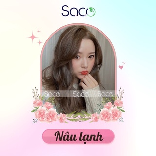 Lược nhuộm tóc Saco màu Nâu Lạnh lên màu từ nền tóc đen, không cần tẩy hay nâng tone chai 400ml